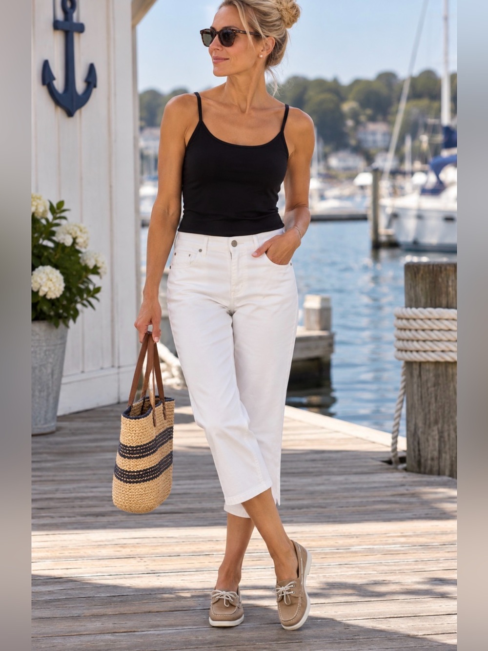 Olsen White Women’s cropped Jeans -